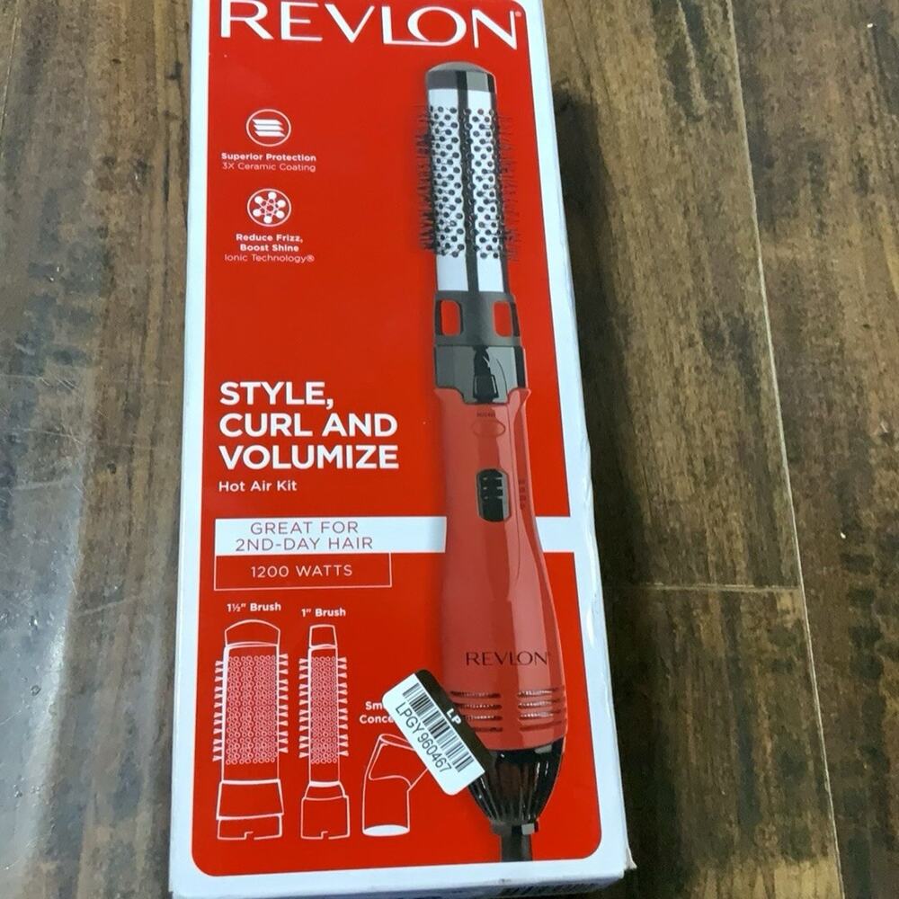 Revlon Hot Air Kit Styler Curling Brush Volumizer 3 Attachments